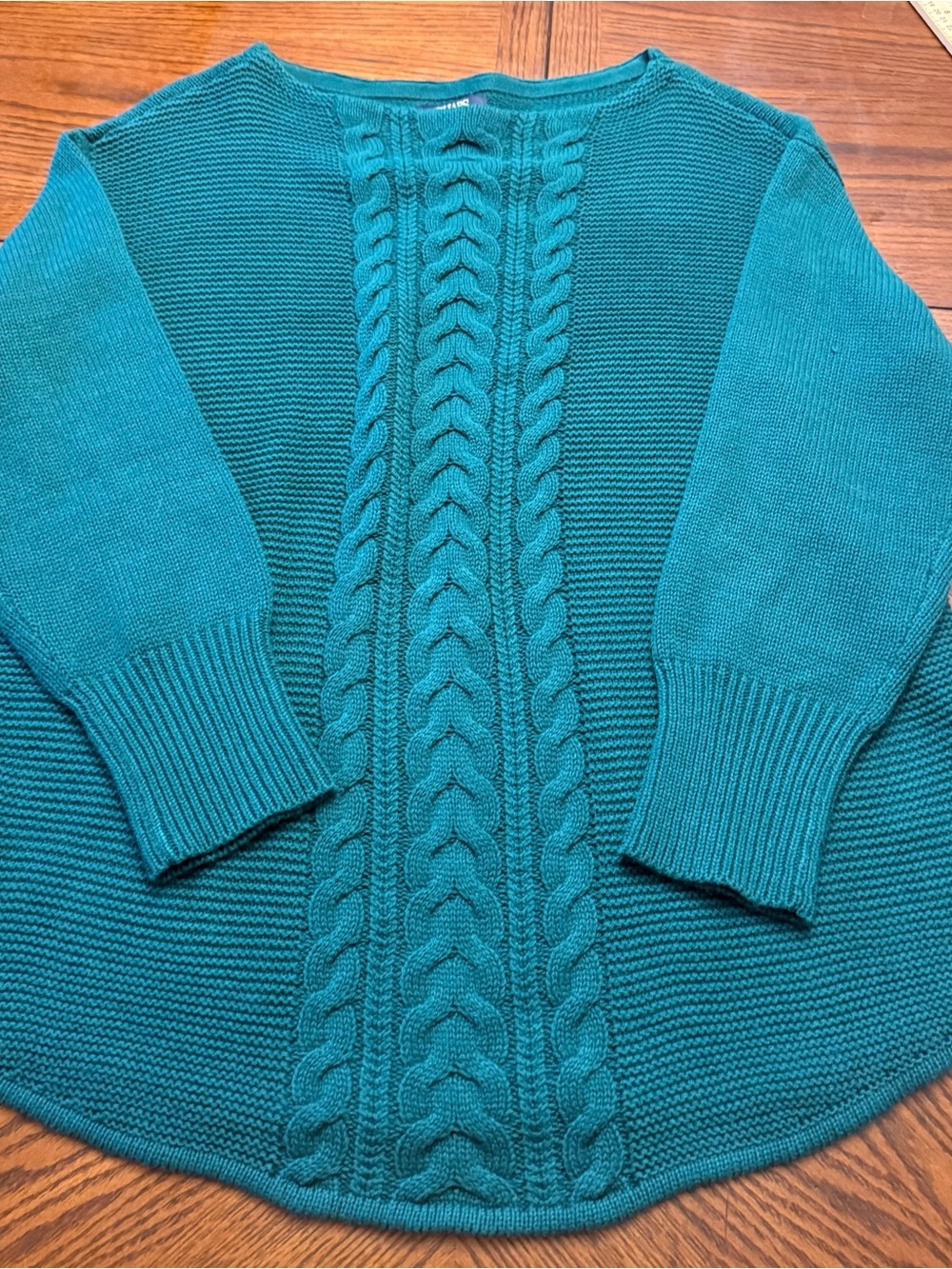 NWT Chaps Teal Green Cable Knit Boatneck Tunic Sweater Women's Plus Size 1X